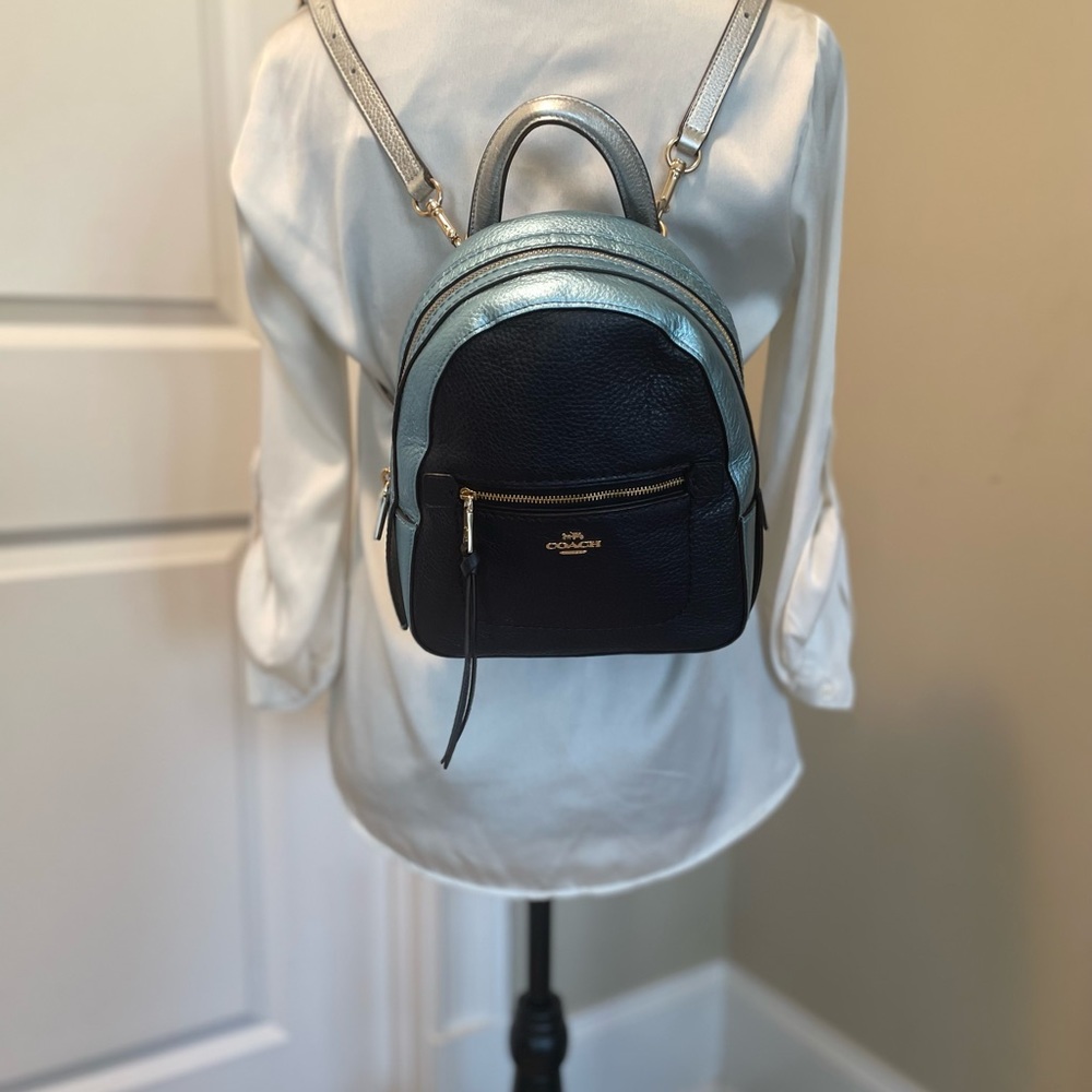 💯 Coach | Midnight/Multi Andi Mini Metallic Backpack - Picture 10 of 11